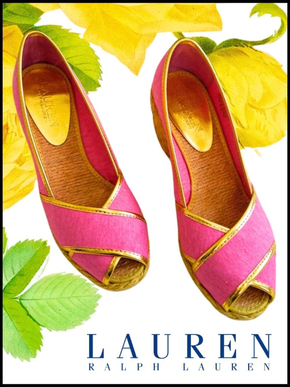 NWT Ralph Lauren Espadrille Wedge Sandals